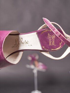 1950s Purple Peep Toe Heels Ankle Strap Shoes